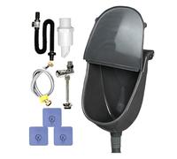 Urinoir mural en plastique et sans eau avec couvercle 28,5 x 38,5 cm en polypropylène Siphon anti-odeurs et système de chasse Idéal pour camping-car, garage, camping, jardin toilettes