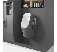 Urinoir mural moderne en céramique pour hommes, conception anti-éclaboussures, système washout commercial avec élément rétractable(Gray-B)