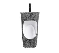Urinoir Mural pour Homme avec Lavabo et Robinet, Urinoir 2 en 1 en Céramique avec Rebords Hauts Évitant les Projections, Économie d'Eau, Évacuation en Acier Inoxydable pour Maison et Bureau(Nero)