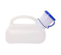 Urinoir portable pour homme en plastique blanc avec poignée facile à prendre en main - 1000 ml - avec couvercle - Urinoir portable pour homme, incontinence, personnes âgées, enfants, toute personne qui est alitée heureuse