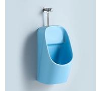 Urinoir pour Enfants Garçons avec Tuyau et Robinet de Chasse, Urinoir D'apprentissage de la Propreté pour Garçons, Urinoir Mural en Céramique, pour Maternelle(Blue)