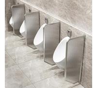 Urinoir pour homme - Cloison de toilettes murales pour toilettes publiques, hôtels, écoles, centres commerciaux - Lot de 4 écrans d'urinoir argentés pour une meilleure intimité