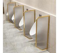 Urinoir pour homme - Cloisons de toilettes murales pour toilettes publiques, hôtels, écoles, centres commerciaux - Lot de 4 écrans d'urinoir dorés pour une meilleure intimité