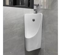 Urinoir pour homme Toilettes pour hommes à chasse d'eau murales avec accessoires, urinoir en céramique pour hommes peu encombrant pour coin, pour sous-sol/garage/magasin/hôtel(Style A)