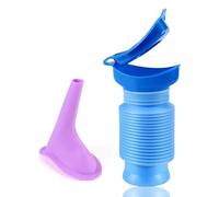 Urinoir Rétractable + Entonnoir violet Urinoir Homme Femme Portable 750 ML Bouteille Urine Réutilisable Urinoir Urgence Enfant pour Camping, Voiture, Voyage, Embouteillage et File d'Attente