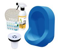 Urinoir sans eau mural TI'PI bleu + kit valve bec de canard + pack entretien