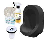 Urinoir sans eau mural TI'PI noir + kit valve bec de canard + pack entretien