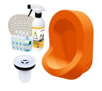 Urinoir sans eau mural TI'PI orange + kit valve bec de canard + pack entretien