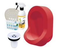 Urinoir sans eau mural TI'PI rouge + kit valve bec de canard + pack entretien