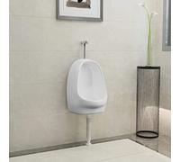 Urinoir Suspendu avec Valve de Chasse d'eau Céramique Blanc,Équipements sanitaires,Toilettes & bidets,Urinoirs-143986