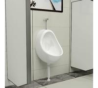 Urinoir Suspendu avec Valve de Chasse d'eau Céramique Blanc,Équipements sanitaires,Toilettes & bidets,Urinoirs-143990