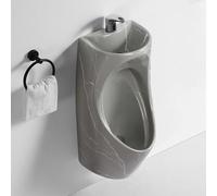 Urinoirs pour Hommes, avec Lavabo et Robinet, Urinoir Mural en Céramique, pour la Maison, L'école et Les Centres Commerciaux(Gray)