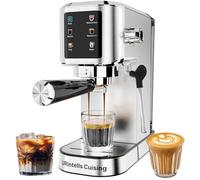 URintells Machine à expresso professionnelle 20 bars avec écran tactile et mousseur à lait en acier inoxydable pour bière froide, café long