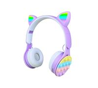 URIZONS Rainbow Pop-on-It Casque Bluetooth sans Fil avec Oreilles de Chat - Casque stéréo Pliable TWS - Oreilles Lumineuses - sans Fil (Purple)