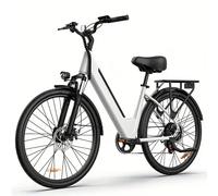 Urlife E26 Peak 750W Electric Bicycle 26x2" Tires 36V 13Ah Removable Battery LCD Display Speed 7-Speeds Hydraulic Disc Brakes for Adults E-Bike Commuter White