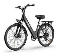 URLIFE Vélo électrique 26“ - Moteur 350W - Batterie Amovible 36V 13Ah - Autonomie 100km - Shimano 7 vitesses - Freins à disque,Noir