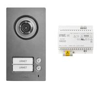 Urmet bifamily video entry kit push-button panel+power supply+distributor - 1784