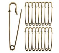 Urmspst Lot de 15 grandes épingles à nourrice robustes pour vêtements, cuir, toile, couvertures, travaux manuels, jupes, kilts - Épingles à nourrice extra larges (bronze)