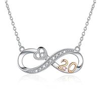 URMWMOO Collier en argent sterling 925 avec pendentif en forme de cœur porte-bonheur pour 5e, 10e, 15e anniversaire, remise de diplôme, cadeau pour femme, petite amie, femme, 1.02in x 0.35in, Argent
