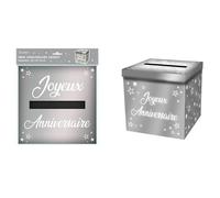 Urne à argent - Joyeux Anniversaire - 20cm - Métallisée - Décoration de fête - Mixte