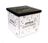 STC Urne Happy Party Joyeux Anniversaire - Carton 20 x 20 x 20 cm Noir et blanc