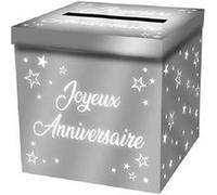 urne anniversaire carton 20cm argent métal - surprisez vous urnem00a Gris G