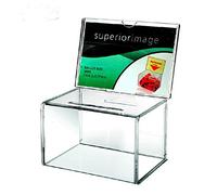 Urne avec porte-visuel et serrure,Urne plexiglass transparent ,Urne de vote plexiglas