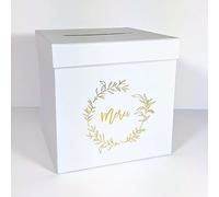 Urne Blanche personnalisée | Urne Anniversaire, Bapteme, Communion, Mariage, Retraite - Cagnotte - Boite - Tirelire | 20 x 20 x 20 CM | Made in France | TE Whaka