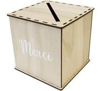 urne bois cubique réutilisable merci 19cm nature - générique acm670 Gris G