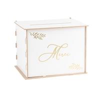 URNE BOIS MERCI RÉUTILISABLE 30X23.5X23.5CM BLANC