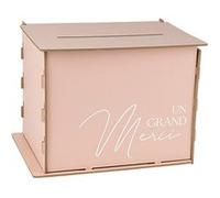 urne bois un grand merci 30x23.5x23,5cm rose - arty fetes factory 96350