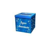 urne carton anniversaire 20cm bleu métal - urnem00b