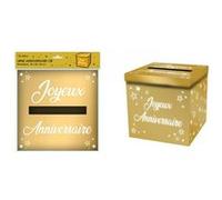 urne carton anniversaire 20cm or métal - surprisez vous urnem00or Or G