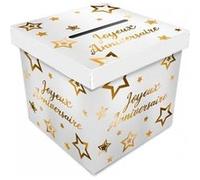 urne carton anniversaire party chic 20cm - sud trading cd1099 Jaune G