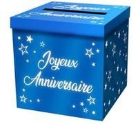 urne carton cagnotte anniversaire 20cm bleu - générique urne24bl