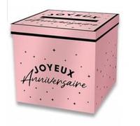 urne carton cagnotte anniversaire 20cm rose - générique urne24rs Rose