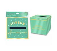 URNE CARTON CAGNOTTE ANNIVERSAIRE 20CM VERT