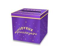 URNE CARTON CAGNOTTE ANNIVERSAIRE 20CM VIOLET