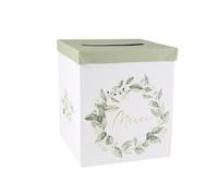 URNE CARTON MERCI BOTANIQUE 21X25CM BLANC