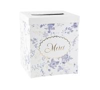 URNE CARTON MERCI BRIDGERTON FLEURI 21X25CM BLANC