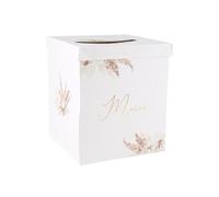 urne carton merci pampa fleur coton 21x25cm blanc - artifetes 93549 Blanc