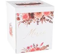 urne carton merci temps amour floral 21x25cm - générique 94742 Blanc G