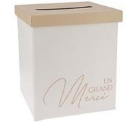 urne carton un grand merci 21.5x25cm crème camel - arty fetes factory 94323