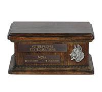 Urne commémorative personnalisée pour animal de compagnie - Portrait en bronze coulé à froid sur base en bouleau - Boîte de crémation personnalisée pour chien - Longue durée - 21,1 x 29 x 10,9 cm