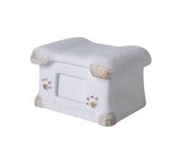 Urne de Crémation pour Animaux Coffret Commémoratif Boîte Souvenir Organisateur en Ciment Résistant Cendrier Animaux pour Rendre Adapté Maison, Blanc