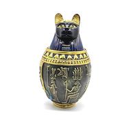 Urne de crémation pour Cendres de Chien et Chat égyptienne fabriquée à la Main avec Motif hiéroglyphique, Sculpture de condoléances funéraires en résine (Noir et doré) (Chat Urne)