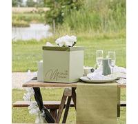Urne de Mariage Bicolore, Vert Sauge et Vert de Gris, 25 cm x 21 cm, avec Inscription 'Un Grand Merci'