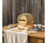 Urne de Mariage en Bois en Forme de Tonneau, Boîte Aux Lettres de Mariage, Boîte à Cartes de Mariage, Couvercle Amovible Boîte à Enveloppes Rustique d'événement pour Futurs Mariés, Anniversaire