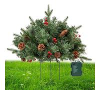 Urne de sapin de Noël - Urne de Noël artificielle éclairée avec piquet trépied - Décoration de vacances pour magasins, porche, parterres de fleurs, cour