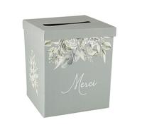 Urne décorative - 73 - Botanique - Carton épais - Vert de gris - 21x25cm